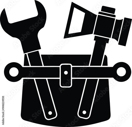vector toolbelt with hammer and wrench on white 