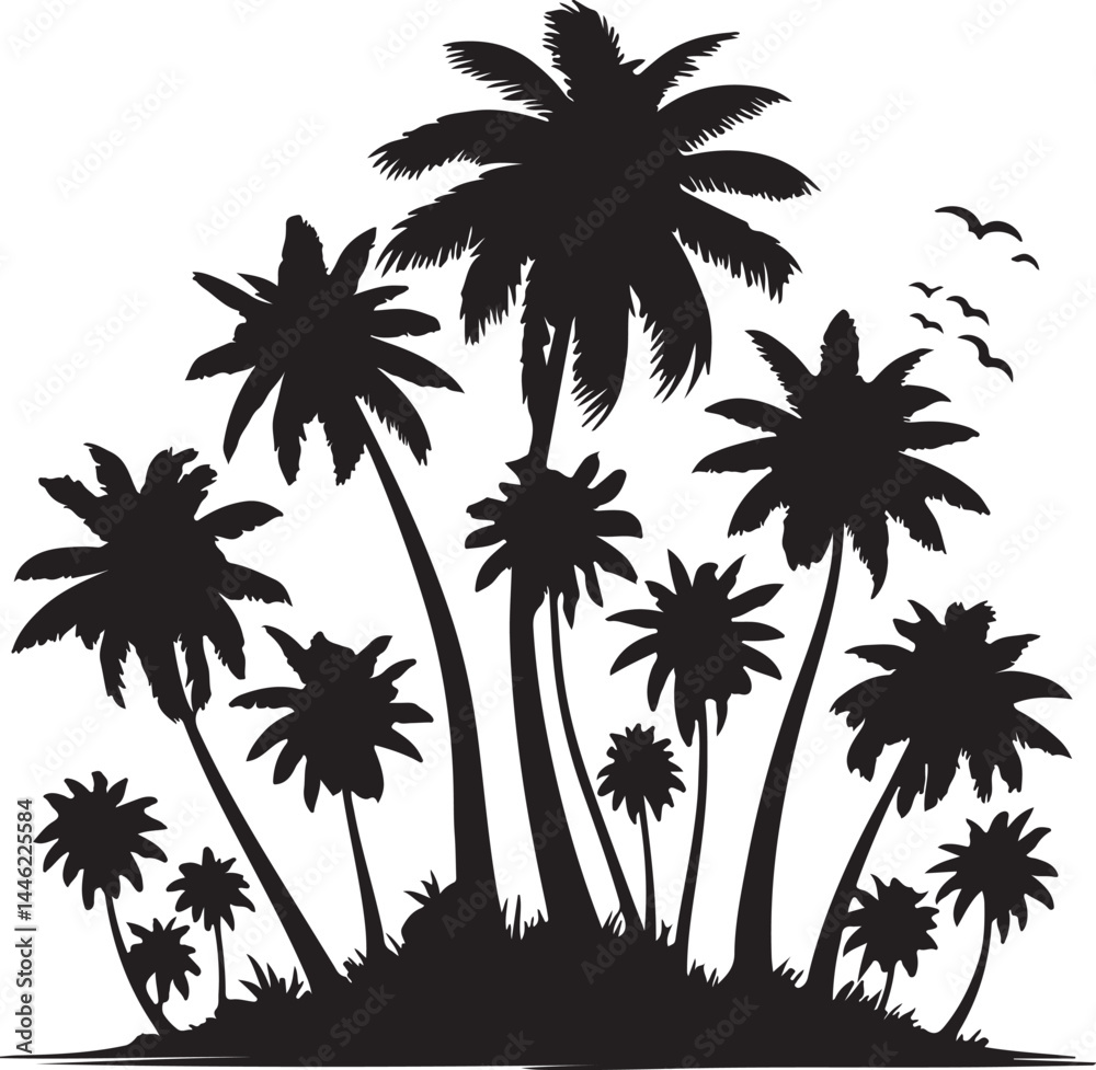 Fototapeta premium Palm Tree under Blue Sky vector, illustration