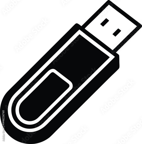 vector usb stick icon on white background 