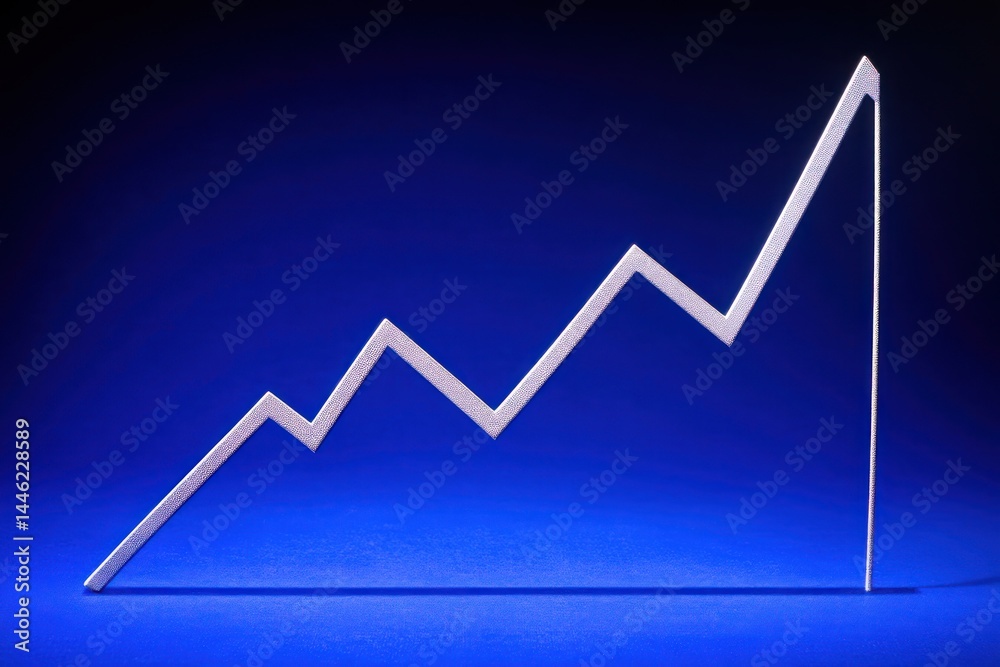 Silver graph rising against blue background; growth, success, finance Silver graph rising against blue background; growth, success, finance