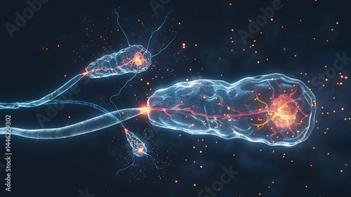 line Minimalist design representing long term depression LTD synaptic connection shown with fading glow or thinner