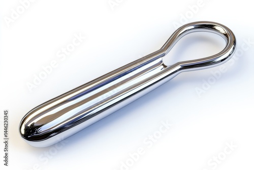 Sleek chrome bottle opener modern design minimalist aesthetic gleaming metallic finish studio shot