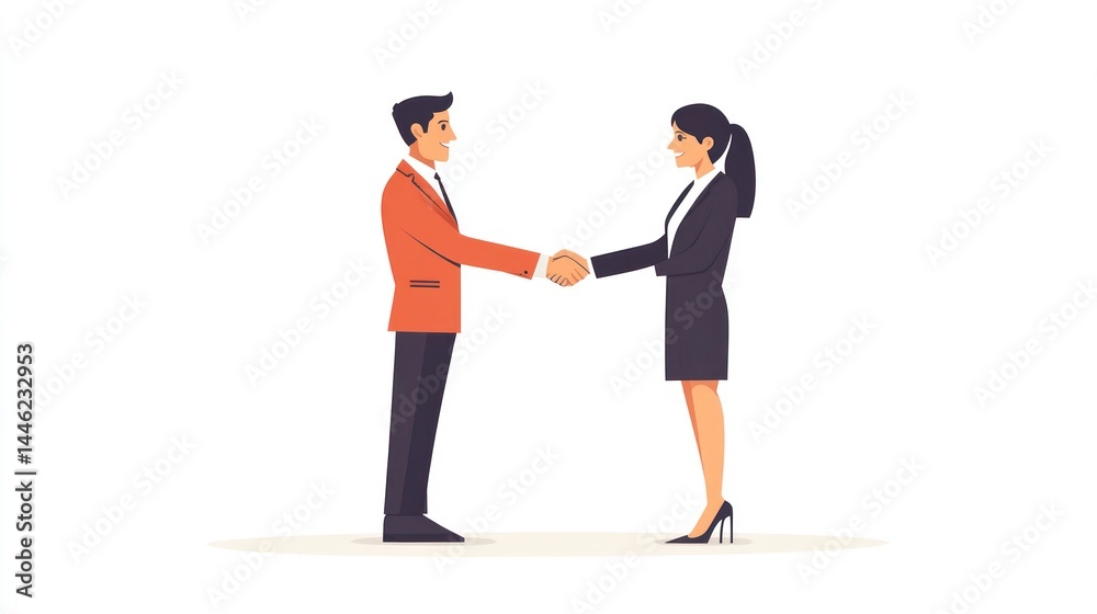 Fototapeta premium Business handshake between two professionals in formal attire symbolizing agreement and partne
