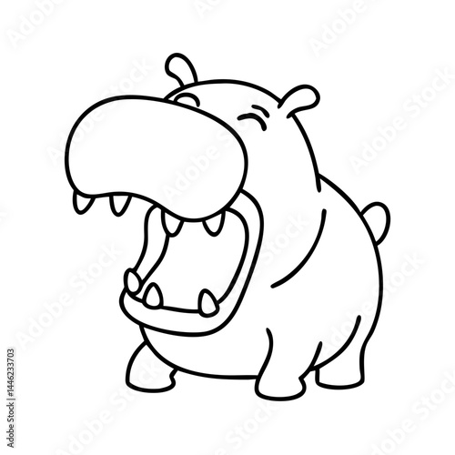hippo yawning icon, hippo yawning vector illustration-simple illustration of hippo yawning, perfect for hippo yawning logos and icons