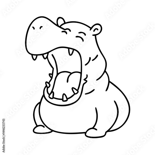 hippo yawning icon, hippo yawning vector illustration-simple illustration of hippo yawning, perfect for hippo yawning logos and icons