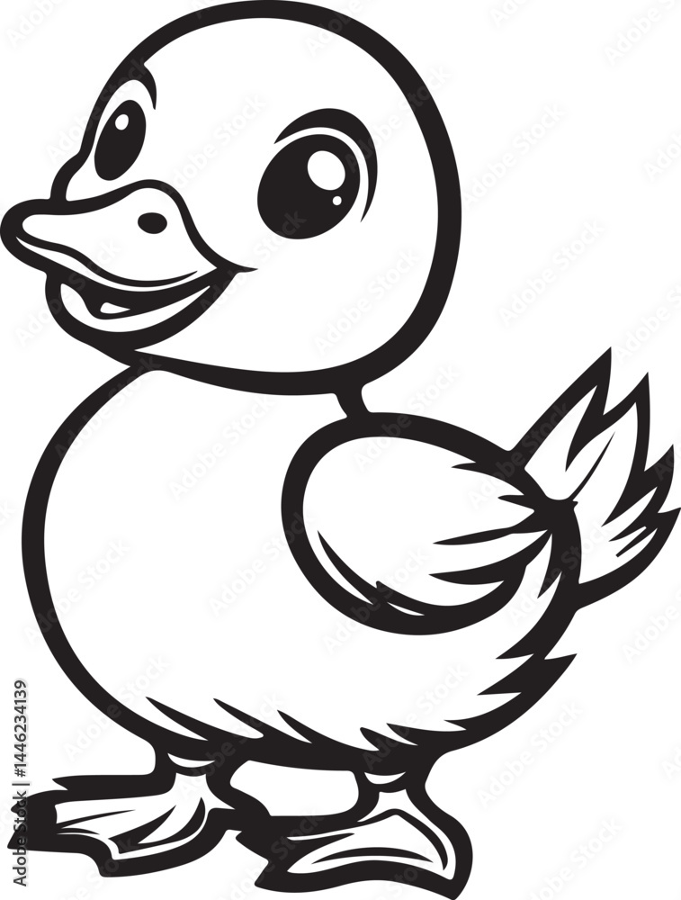 Funny Kawaii Duck Vector Illustration on Transparent Background Funny Kawaii Duck Vector Illustration on Transparent Background