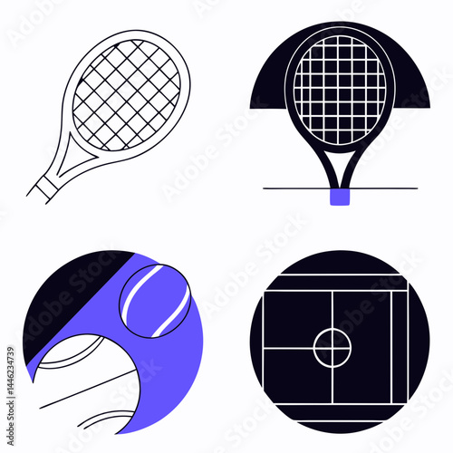 tennis racket and ball vector