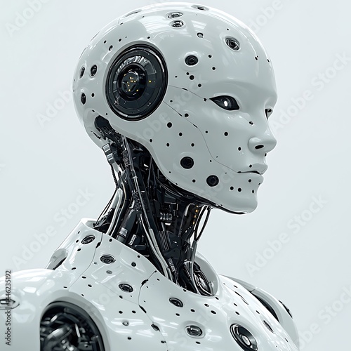 Obraz na płótnie White humanoid robot head and shoulders w salonie