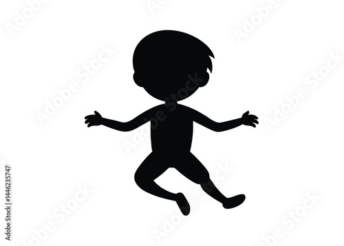 Silhouette of a Jumping Boy Child