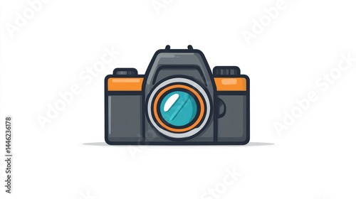 A sleek digital camera with vibrant orange accents ideal for photography enthusiasts and creat