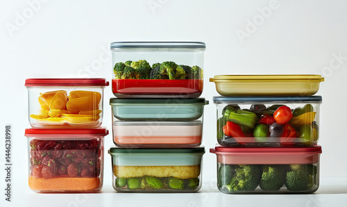 Colorful food storage containers filled with diverse foods for healthy eating for World Food Safety Day
