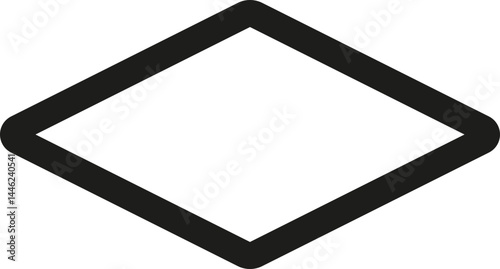 Geometric simple rhombus line design with a thick outline.