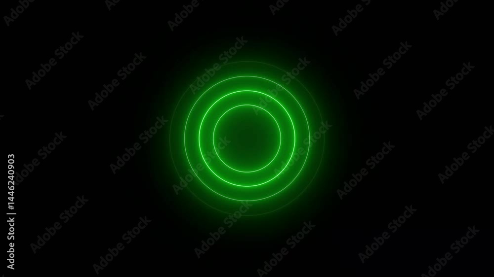 Loop animation with neon glowing stylish circle shape on green color. Loop animation with neon glowing stylish circle shape on green color.