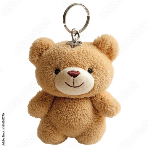 Teddy Bear Charm: A cuddly teddy bear keychain dangles with playful charm, its plush fur and sweet smile radiating comfort and nostalgia, evoking the simple joys of childhood.