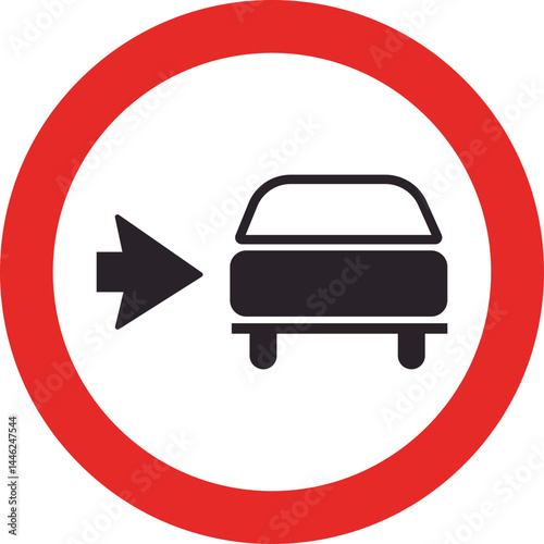 car driver movement road traffic sign with red border indicating vehicle shift to the right side.
