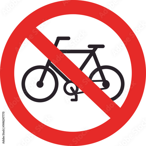 Outlined red-bordered traffic sign indicating restriction on parking or crossing bike lanes with cyclists.