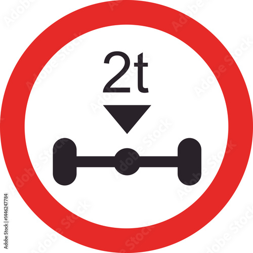 Circular red-bordered road traffic sign setting a maximum axle load limit for vehicles.