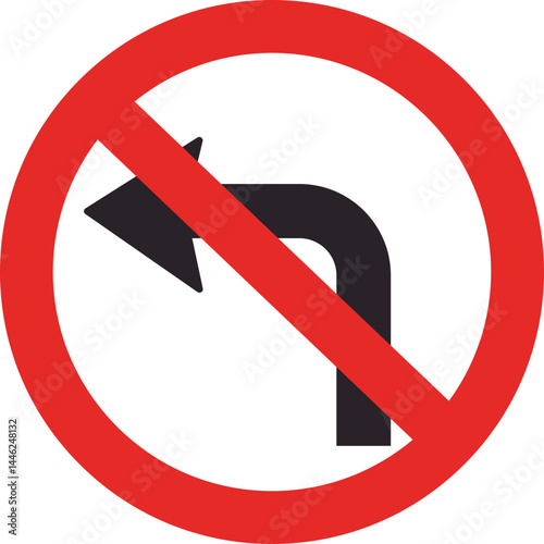 Circular red-bordered road sign indicating that turning left is prohibited.