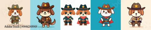 cute dog vector in sheriff costume