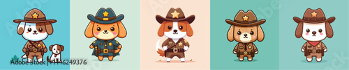cute dog vector in sheriff costume