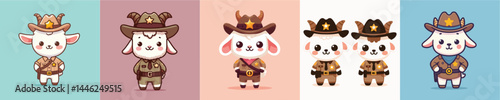 cute goat vector in sheriff costume