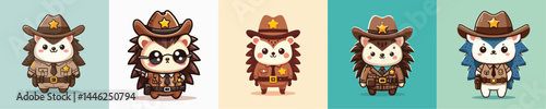cute hedgehog vector in sheriff costume