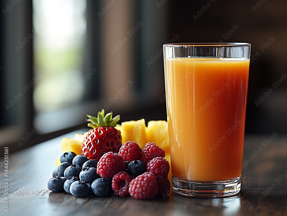 Fresh fruit juice with berries & pineapple Fresh fruit juice with berries & pineapple