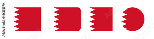 Vector illustration of the Bahrain national flag with a white area featuring five red triangles. Bold and modern design, ideal for political, educational, or international use.