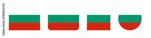 Vector illustration of the Bulgaria national flag with horizontal white, green, and red stripes. Simple and clean design, perfect for educational, political, or international use.