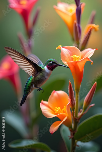 hummingbird and flower