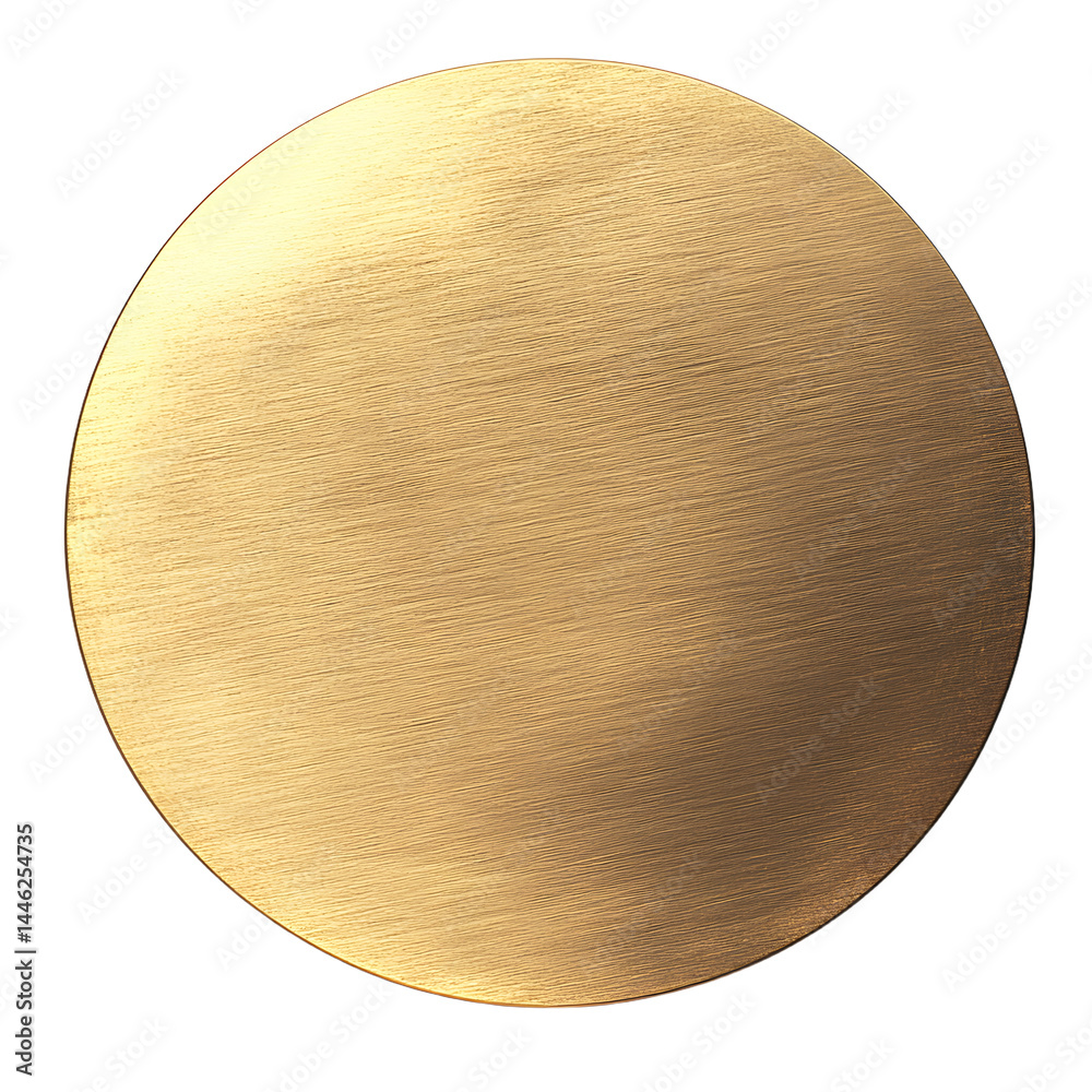 golden round smooth board, isolated on white background