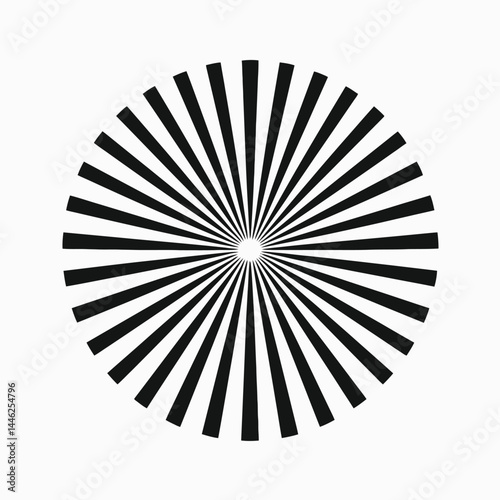 Black white lines circle radial pattern design abstract geometric optical illusion graphic art vector illustration