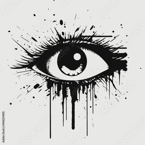 Eye art drawing black white abstract design illustration vision sight optical artwork creative graphic style