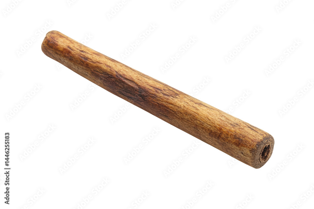 Rustic Wooden Stick Natural Brown Isolated on White Background Simple Design Textured Surface Rustic Wooden Stick Natural Brown Isolated on White Background Simple Design Textured Surface