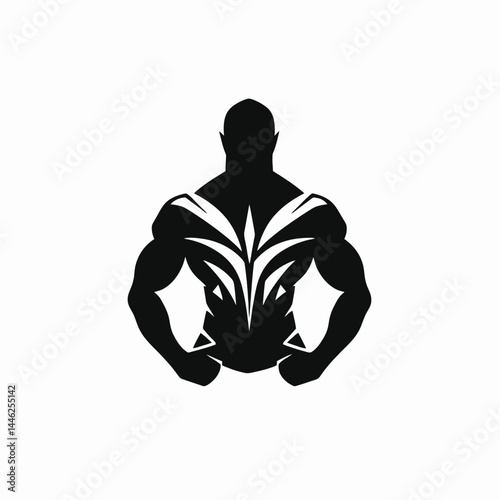 Fitness bodybuilder gym workout muscle strong power training bodybuilding health silhouette back man