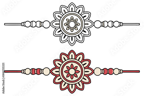 Two floral Rakhi designs showcase distinct color patterns on a clean white background