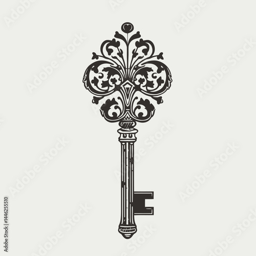 Ornate key vintage key antique key decorative key skeleton key black key design key graphic key art