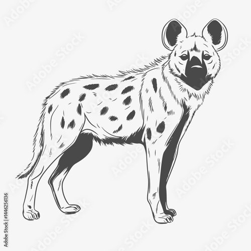 Hyena drawing illustration spotted animal wildlife carnivore mammal canine predator africa zoo safari art