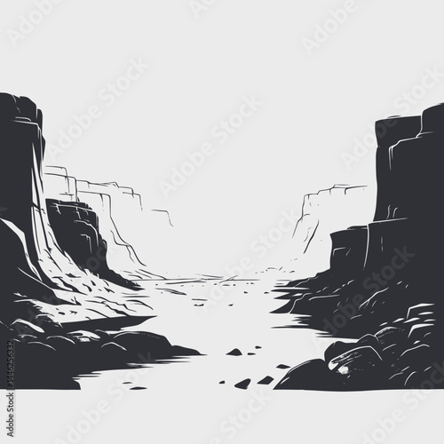 Canyon landscape river rocks mountains sky nature monochrome valley grayscale scenic outdoors travel view