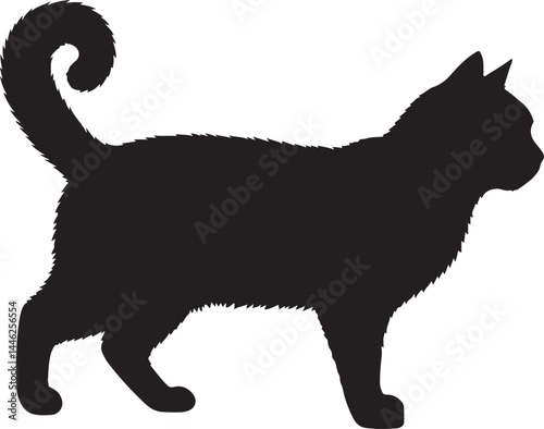 Obraz na plátně Japanese Bobtail Vector Silhouette