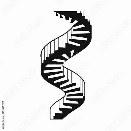 Spiral staircase steps stairs architecture design interior black white curve climb railing home decor