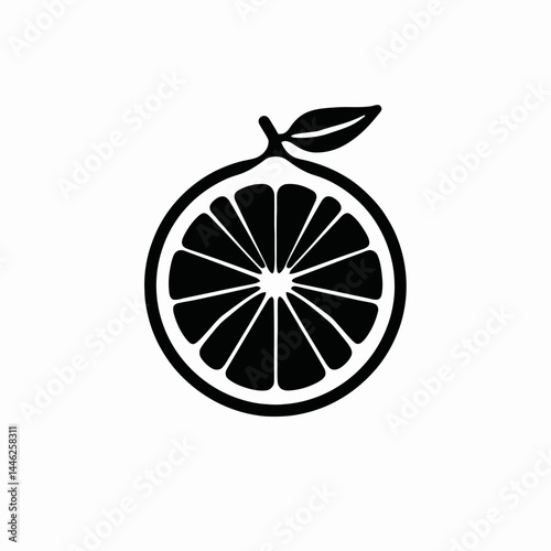Black and white orange fruit slice citrus healthy food vitamin c fresh juicy graphic design illustration art silhouette