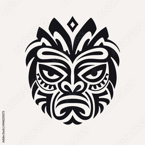 Tribal face mask tattoo design vector illustration maori pattern art culture ethnic abstract drawing silhouette