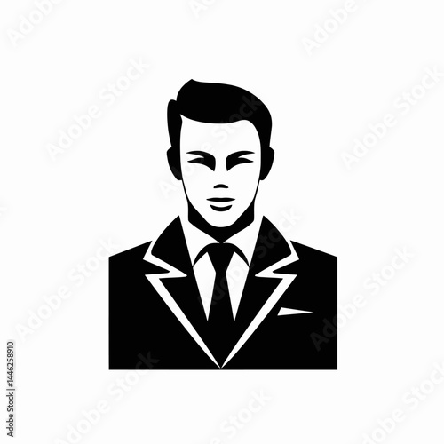 Man business businessman suit tie formal portrait professional executive silhouette monochrome vector