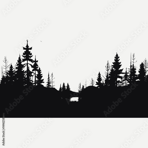 Silhouette landscape forest trees nature sun sunset sunrise mountains scenic outdoors travel adventure