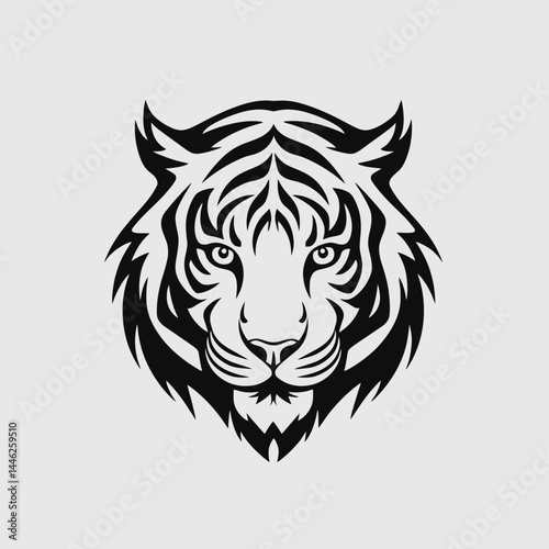 Tiger face head animal feline predator mammal wildlife jungle cat striped portrait wild big dangerous zoo 100 silhouette