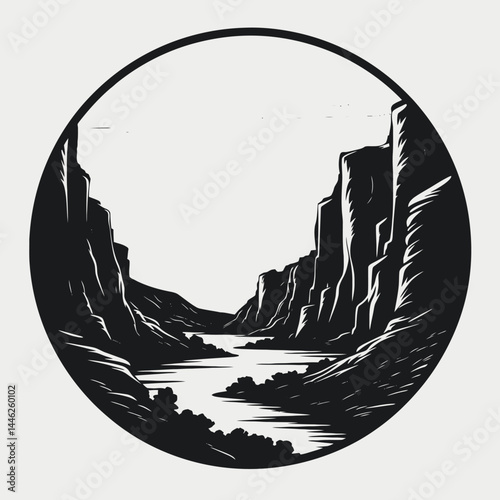 Landscape river mountains canyon nature scenic valley rocks sky clouds sun adventure travel view vista art silhouette