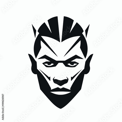 Dark elf dunmer face head portrait fantasy character art illustration design vector graphic black and white silhouette