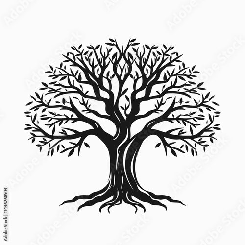 Wallpaper Mural Tree vector black and white tree of life illustration nature forest plant branches roots leaves silhouette art Torontodigital.ca