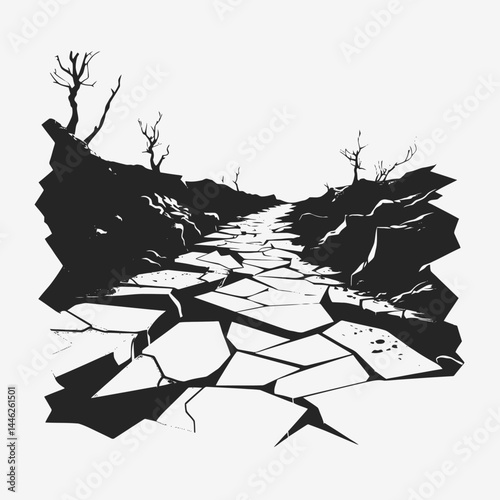 Rocky path landscape monochrome grayscale nature trail outdoor scenic route adventure travel journey 100 silhouette